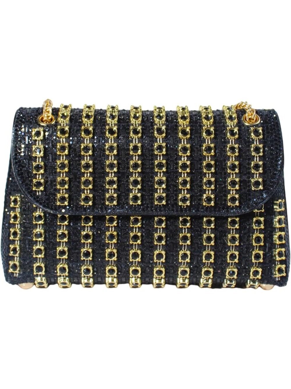 Women's Rhinestone Evening Black Clutch Purse with Crystal Sparkling Formal
